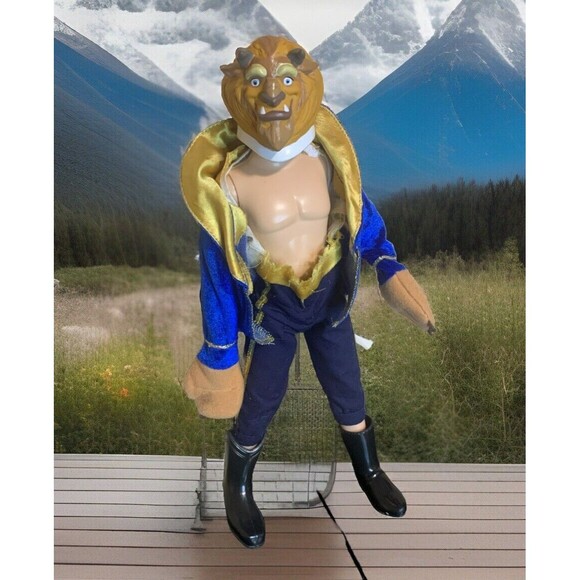Disney Store Beauty And The Beast Adam 12 INCH Doll w plastic head mask coat - Picture 1 of 10